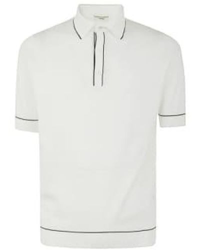 FILIPPO DE LAURENTIIS Knitted Polo Shirt With Trim In Superlight Cotton - Bianco