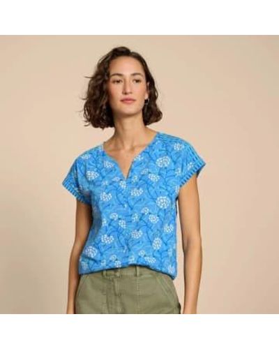 White Stuff Nelly notch neck -t -shirt - Blau