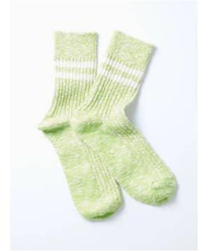 RoToTo Organic Slub Stripe Sock - Green