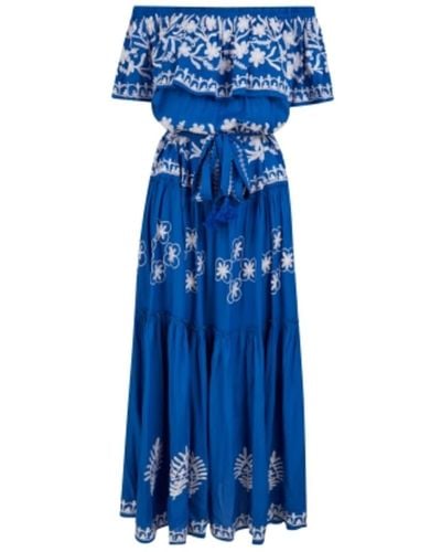 Pranella Cobalt Blue Fiona Off Shoulder Maxi Summer Dress