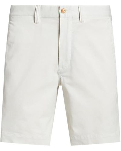 Ralph Lauren White Straight Fit Bedfords Flat Front Shorts - Grigio