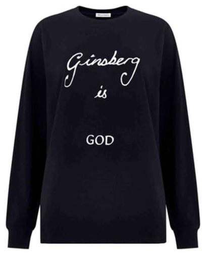 Bella Freud Black Ginsberg ist Gott ls T -Shirt - Blau
