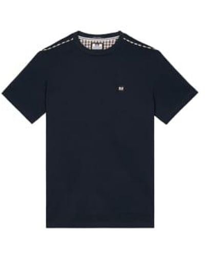 Weekend Offender Manuel T Shirt With Check Piping In - Blu