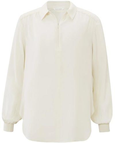 Yaya Woven Shirt With Zip| Arctic Wolf Sand - White