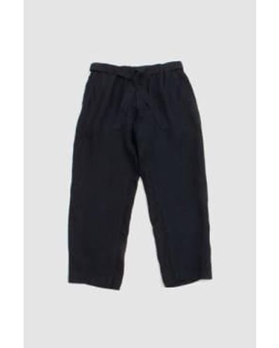 Document Linen Relaxed Trousers Navy S - Blue