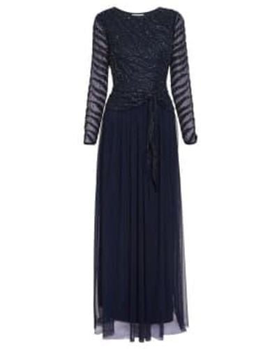 Gina Bacconi Navy Sequin Zevvi Maxi Dress Uk 8 - Blue