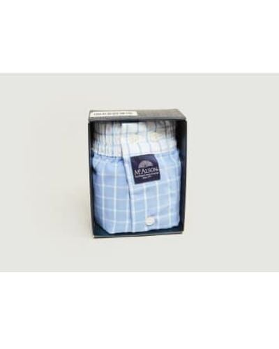 McAlson And White Checkered Boxers S - Blue