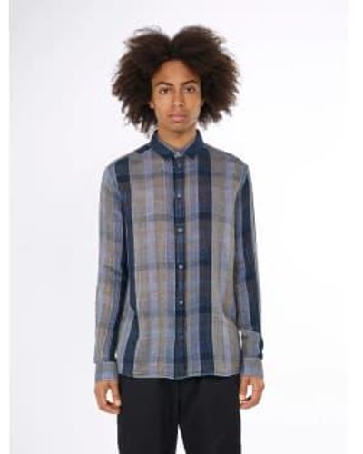 Knowledge Cotton 1090031 chemise à rayures à double couche détendue 8003 stripe - Bleu