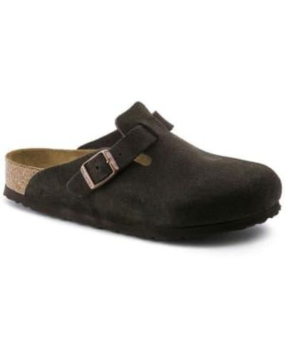 Birkenstock Boston Sandal Mocha Suede Soft Foot Bed - Nero