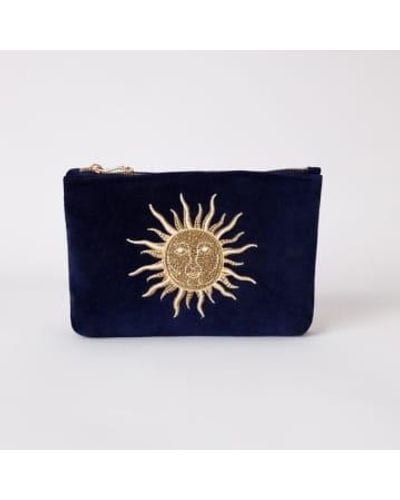 Elizabeth Scarlett Sun Goddess Navy Velvet Mini Pouch One Size - Blue