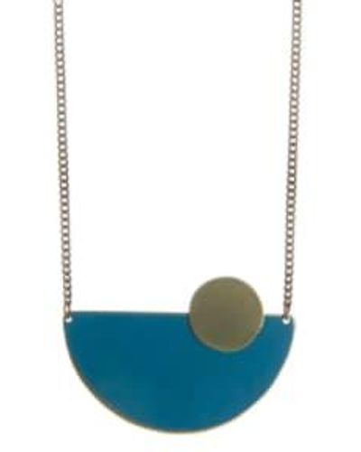 Just Trade Semi Circle Pendant Necklace - Blu