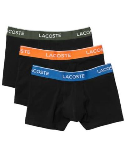 Lacoste 3 Pack Cotton Stretch Trunks 5h3401 With Blue/orange/khaki Medium - Black