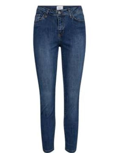 Numph Nusidney medium denim jeans recortados - Azul