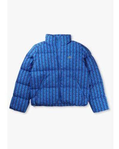 Lacoste Womens Building Logo Puffer Jacket In Hilo Zin 1 - Blu