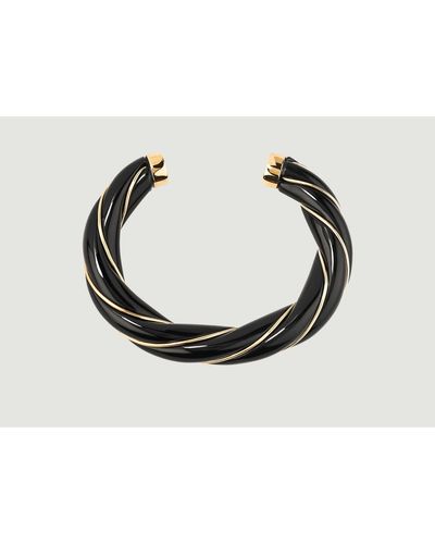 Aurelie Bidermann Diana Resin And Gold Plated Twisted Bangle Bracelet 3 - Metallizzato