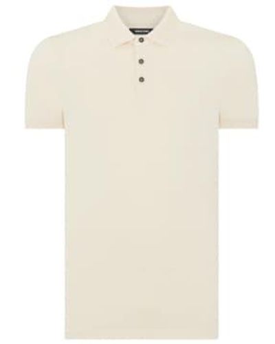 Remus Uomo Textured Collar Polo Shirt - Natural