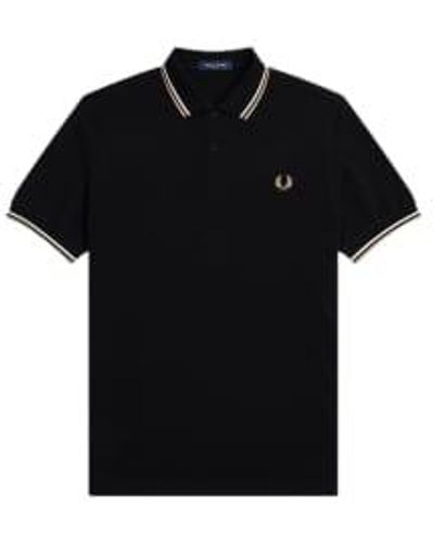 Fred Perry Slim fit twin polo polo noir / blanche-neige / stone chau