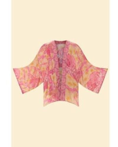 Powder Tropical Toile Kimono Jacket In Pineapple And - Rosa