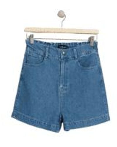 indi & cold Pantalones cortos sarga simple en mezclilla - Azul