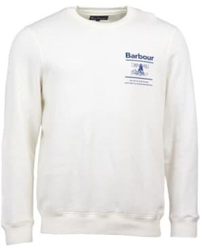 Barbour Reed Crew Sweatshirt Ecru - Blanco
