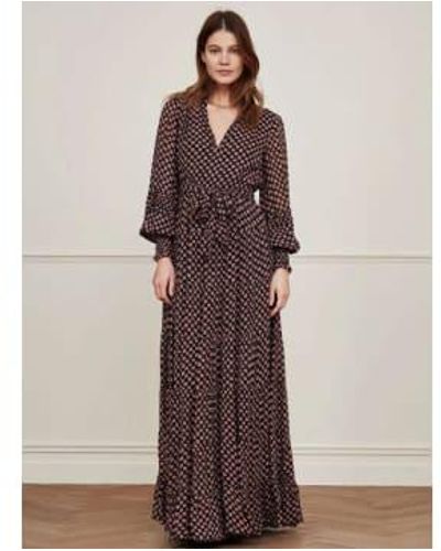 FABIENNE CHAPOT Robe noire multi-chichi maxi - Marron