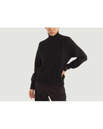 Tricot Cashmere Roll Neck Sweater M - Black