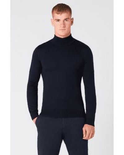 Remus Uomo Navy Long Sleeve Turtle Neck Knitwear Double Extra Large - Blue