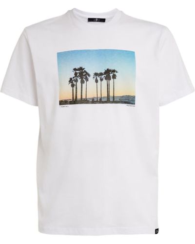 7 For All Mankind Photographic T-shirt With Palm Tree Print Jslm332gwp - White