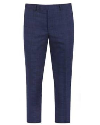 Torre Prince Of Wales Check Suit Trousers Navy Purple - Blu