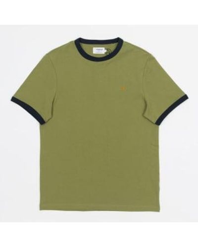 Farah Groves Ringer T Shirt In Moss - Verde