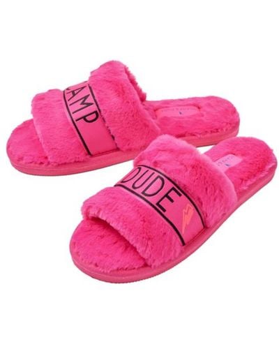 Scamp & Dude Faux Fur Slider Slippers - Pink