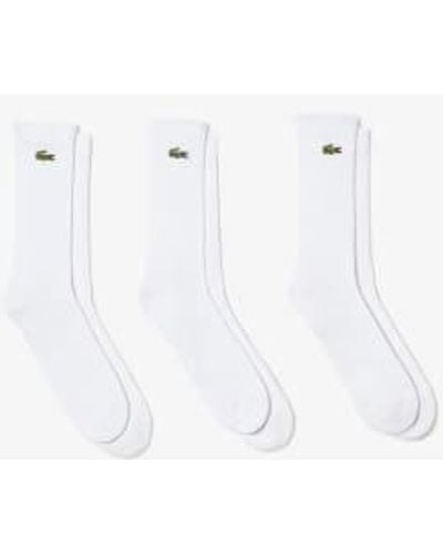Lacoste Paquete 3 calcetines portivos blancos alto corte