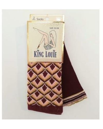 King Louie Pack 2 chaussettes sucettes rouges porto - Marron