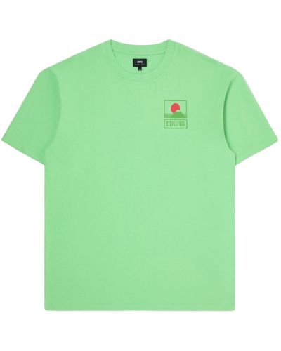 Edwin Mt Fuji Short Sleeved T Shirt Summer - Verde