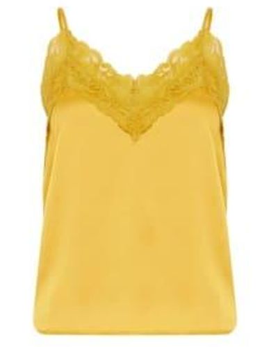 Ichi Top Mustard With Lace - Yellow