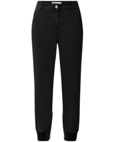Yaya Soft Cargo Trousers With Zip Fly And Pockets - Nero