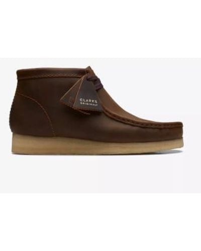 Clarks Wallabee Boots Beeswax Leather Uk7 - Brown
