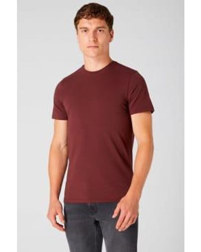 Remus Uomo Burgundy Basic Round Neck T Shirt Small - Red