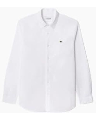 Lacoste Camisa ajuste lgada algodón blanco