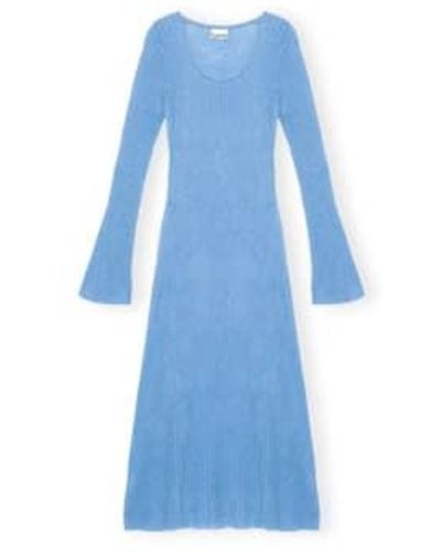 Ganni Vestido costilla maxi cepillada - Azul