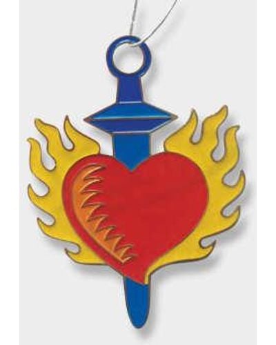 Mamaplata Formentera Corazon Espada Heart Pendant Made Of - Rosso