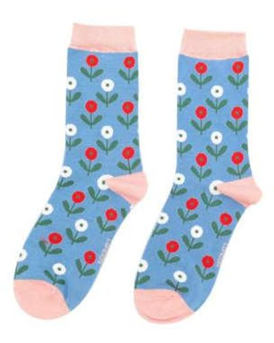Miss Sparrow Sks381 Fun Floral Socks - Blue