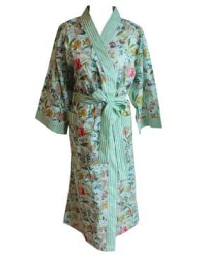 Powell Craft Ladies Green Floral Print Cotton Dressing Gown One Size