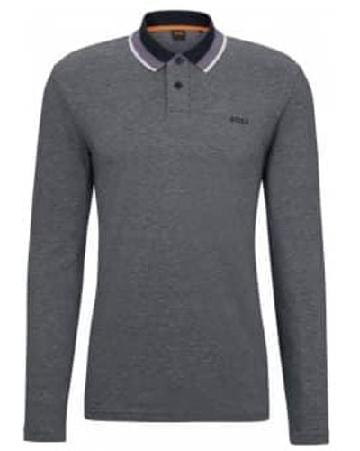 BOSS Peoxford Long Sleeve Polo Shirt Navy/purple Extra Large - Grey