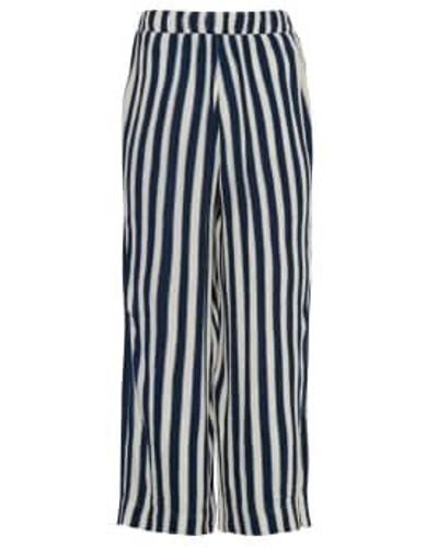 Ichi Marrakech Aop Trousers-total Eclipse Stripe-20120872 - Blue