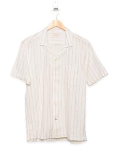 CARPASUS Short Sleeve Shirt Verita Rust Stripes - Bianco