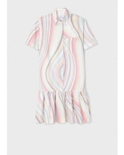 Paul Smith Faded 'swirl' Shirt Dress Multicolour - Pink
