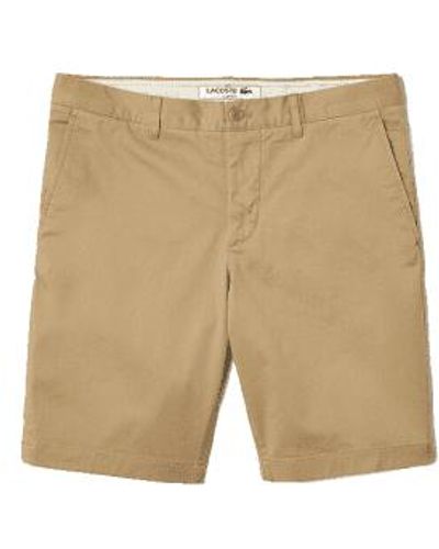 Lacoste Beige Slim Fit Stretch Cotton Bermuda Shorts 42 - Natural