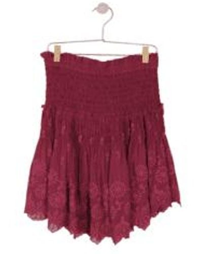 indi & cold Embroidery Elastic Skirt - Red