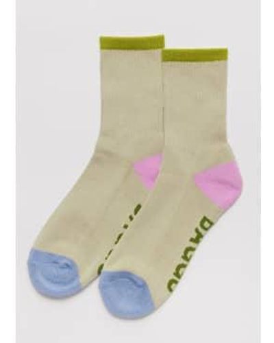 BAGGU Gerippte Socken – Steinmischung - Grün